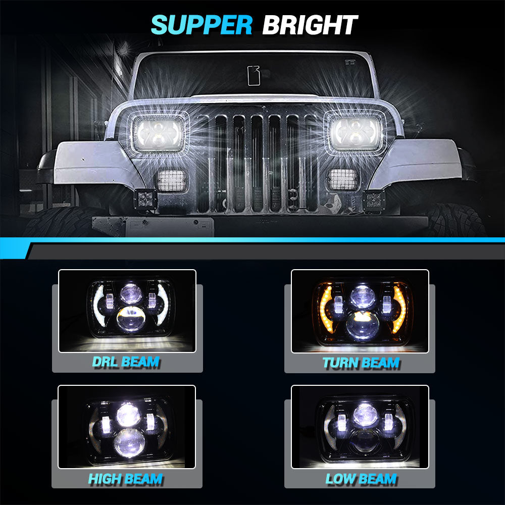 5x7 LED Headlight,JHLion Anti-glare H6054 5x7 7x6 Led