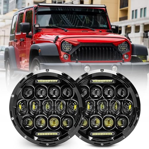 JHLion Upgraded NEW 2000% Bright Jeep wrangler headlights（Black）+JK Tail Lights (Smoke) LED lights for Jeep Wrangler JK/TJ/LJ 1997-2020(headlights),Jeep Wrangler JK JKU 2007-2018(taillights)