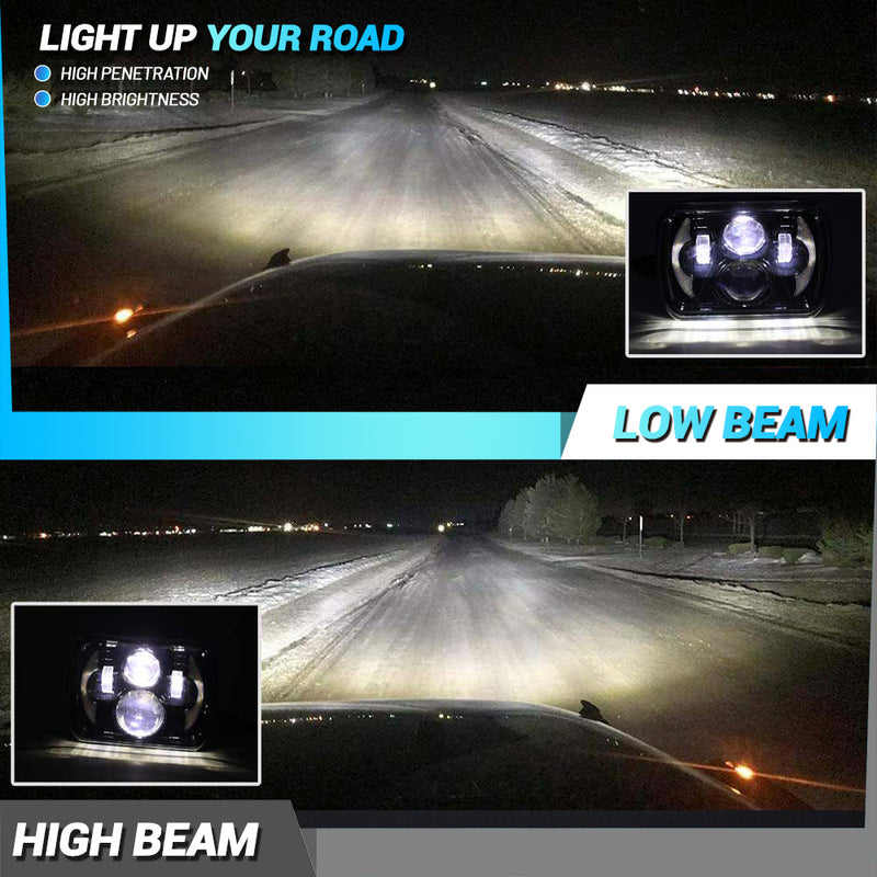 5x7 LED Headlight,JHLion Anti-glare H6054 5x7 7x6 Led Headlights,180W DOT Approved 600% Brighter w/DRL Amber Turn Signal Hi/Low Sealed Beam Compatible with Jeep Cherokee XJ Wrangler YJ GMC Comanche MJ