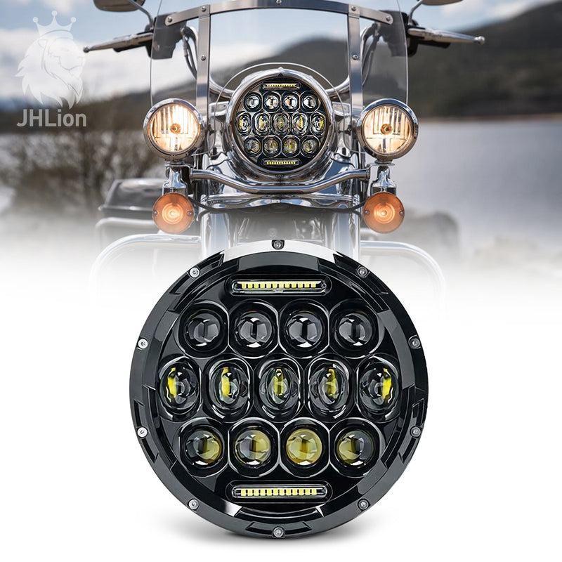 1x Newest 7" 130W Round LED Headlight for Hi-Lo Motorcycle Fit For Harley Davidson