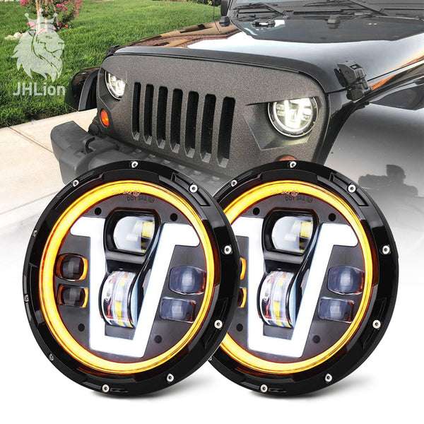 2x 7" Inch Round 40W LED Halo Angel Eyes Headlight For Jeep Wrangler TJ/LJ/CJ/JK