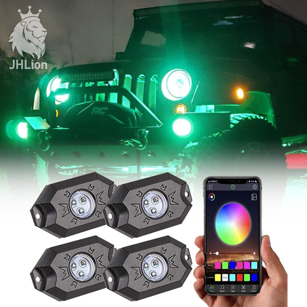 4pcs Remote Control RGB LED Rock Lights Pod Kit for Jeep Truck UTV ATV