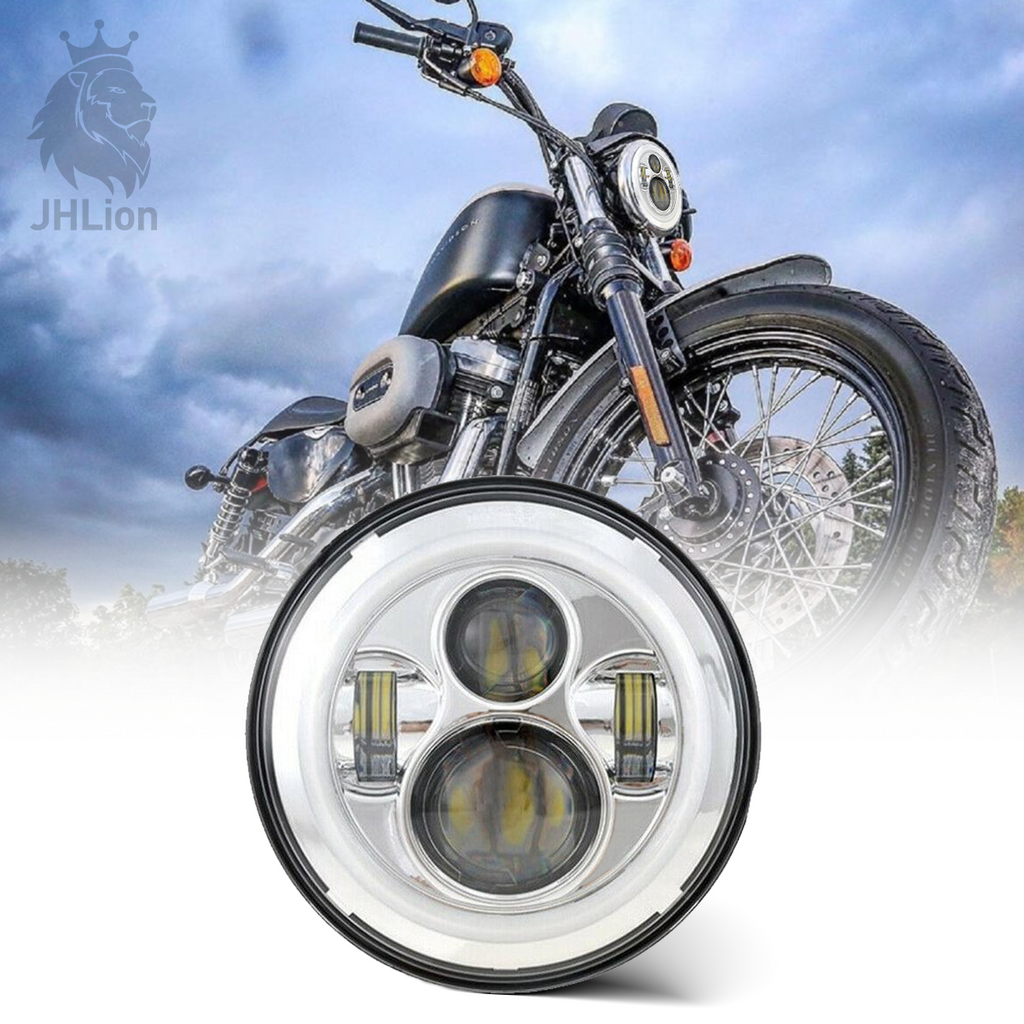 7 LED Headlight For Harley Davidson MOTORCYCLE CHROME PROJECTOR DAYMA –  JHLion
