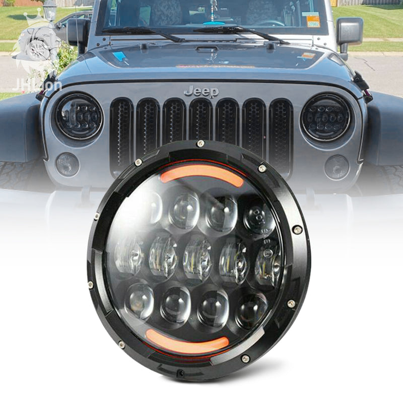 7'' Osram 105W Round LED Headlight Hi-Lo Beam Bulb For Jeep Wrangler JK TJ Black