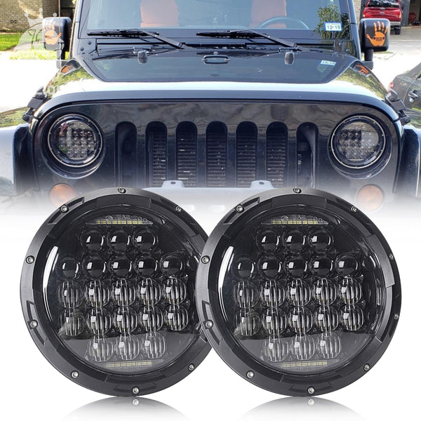 LED Headlight for Jeep Wrangler 7" 130W Round LED Headlamp with Daytime Running Light DRL High Low Beam for Jeep Wrangler JK TJ LJ Motorcycle with H4 H13 Adapter,2PCS