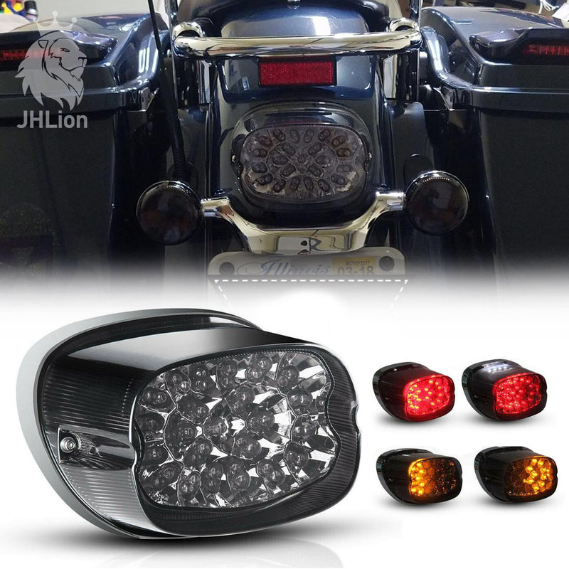 LED Tail Light for Dyna Motorcycle Softail Electra Smoke Lens Brake Turn Signal