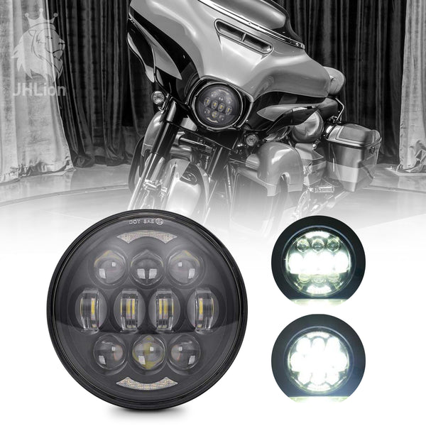 New Brightest DOT Approved 80W Osram Chips 5-3/4" 5.75" Round LED Projection Headlight for Harley Motorcycles Black