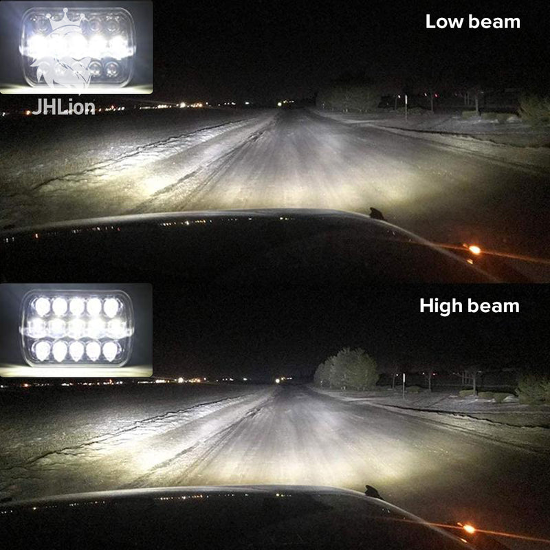 (Pair) 5''x7'' 6''x7'' High Low Beam Led Headlights Compatible with Jeep Wrangler YJ Cherokee XJ H6054 H5054 H6054LL 69822 6052 6053 with Angel Eyes DRL (Black 105w Osram Chips)
