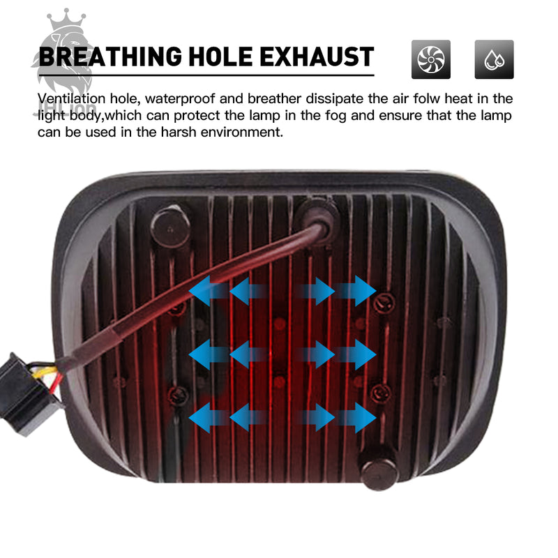 (Pair) 5''x7'' 6''x7'' High Low Beam Led Headlights Compatible with Jeep Wrangler YJ Cherokee XJ H6054 H5054 H6054LL 69822 6052 6053 with Angel Eyes DRL (Black 105w Osram Chips)
