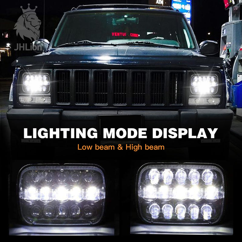 (Pair) 5''x7'' 6''x7'' High Low Beam Led Headlights Compatible with Jeep Wrangler YJ Cherokee XJ H6054 H5054 H6054LL 69822 6052 6053 with Angel Eyes DRL (Black 105w Osram Chips)