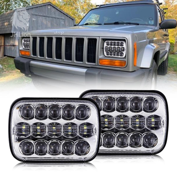 (Pair) 5''x7'' 6''x7'' High Low Beam Led Headlights Compatible with Jeep Wrangler YJ Cherokee XJ H6054 H5054 H6054LL 69822 6052 6053 with Angel Eyes DRL (Black 105w Osram Chips)