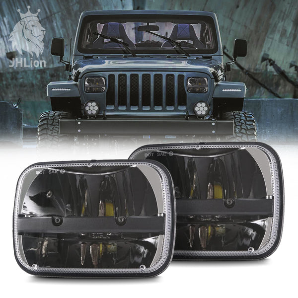 1 Pair 105W Rectangular 5x7/ 6x7 Inch Led Headlight High Low Beam Headlamp for Jeep Wrangler YJ Cherokee XJ Replacement H6054 H5054 H6054LL 69822 6052 6053 (2 pcs)