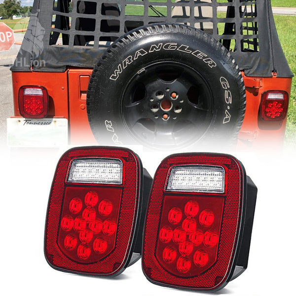 2PCS LED Tail Lights Brake Reverse Turn Signal Lamp For Jeep Wrangler TJ CJ 76-06
