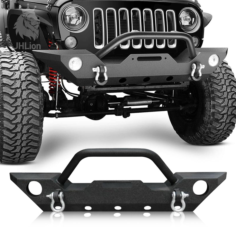 Front Bumper w/ D-rings Winch Plate Fog Light Hole For Jeep Wrangler JK 07-18