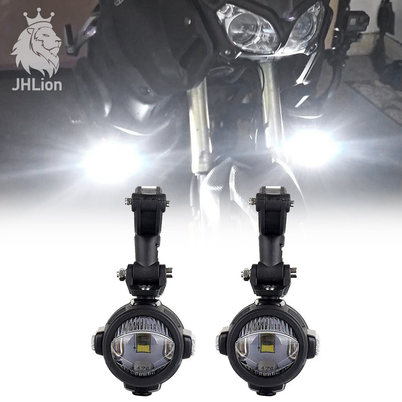 Motorcycle LED Auxiliary Lights 40W 3000LM Spot Driving Fog Light with DRL Turn Signal