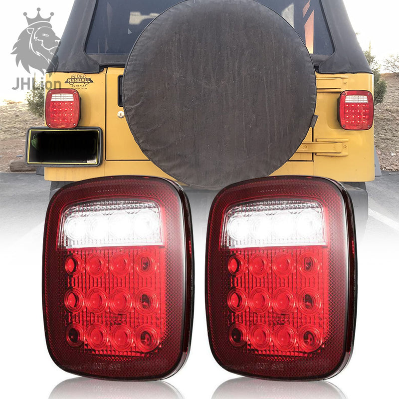Pairs 38 LED Jeep Style Universal Tail Brake Turn Stop Licence Back up Reverse Lights Replacement for Jeep YJ TJ JK CJ Truck Trailer Boat RV,12V Stud Mounted Lamps Waterproof,Pack of 2