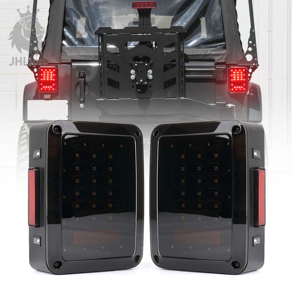 Smoke/Clear Lens LED Tail Lights DOT Approved for 2007-2018 Jeep Wrangler JK JKU, High Intensity Led Rear Taillights w/Parking Light, Brake Turn Signal Lamp and Reverse Lamps Function