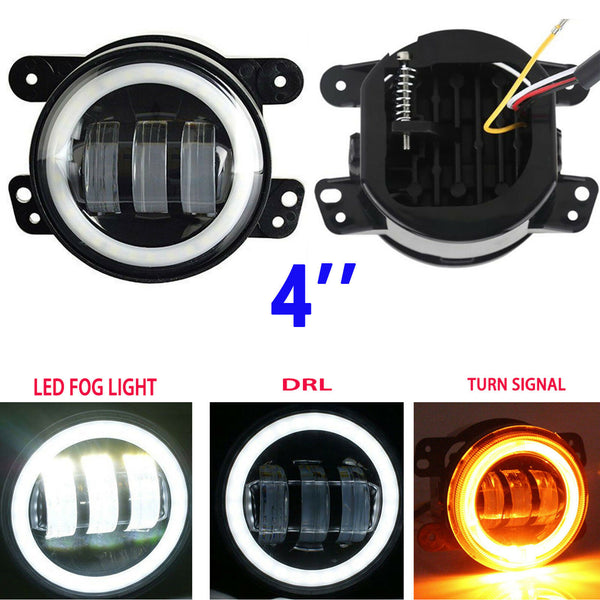 4 Inch LED Fog Lights for 2007-2018 Jeep Wrangler JK Unlimited JK | Front Bumper Replacements 60W White CREE Led Chip Driving Offroad Foglights