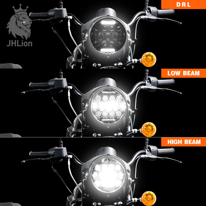 1x Newest 7" 130W Round LED Headlight for Hi-Lo Motorcycle Fit For Harley Davidson