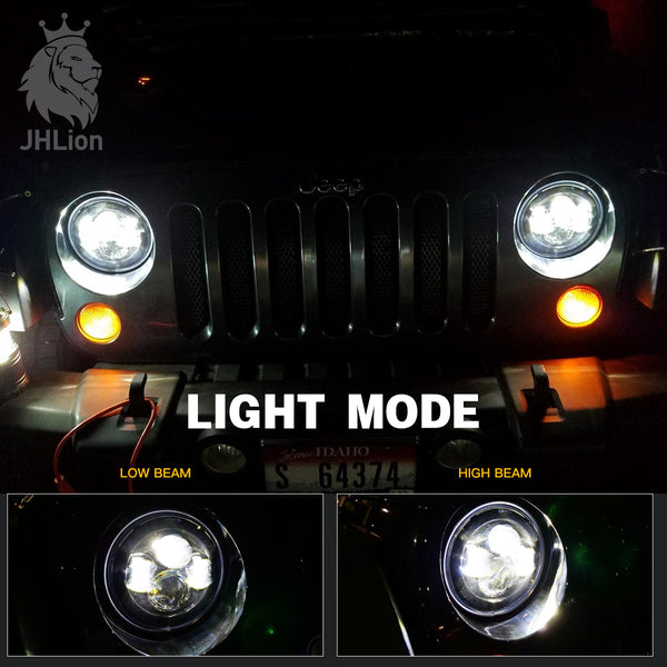 7'' Round Black Cree LED Headlight High Low Beam Compatible with Jeep Wrangler JK TJ LJ CJ Hummber H1 H2 (Pair)