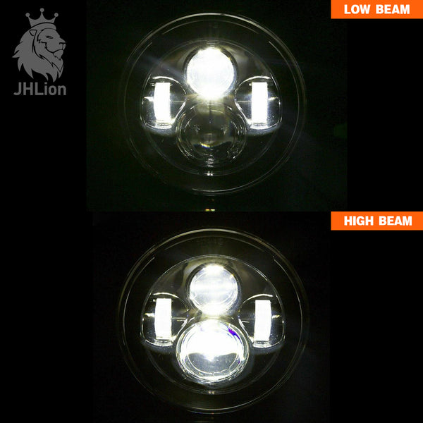 Motorcycle Chrome 7Inch LED Headlight 4.5" LED Fog Passing Lights Lamps Sets