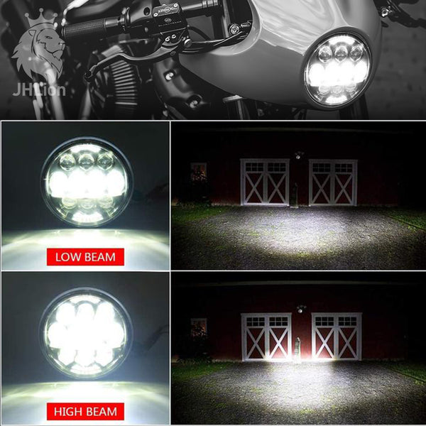 New Brightest DOT Approved 80W Osram Chips 5-3/4" 5.75" Round LED Projection Headlight for Harley Motorcycles Black