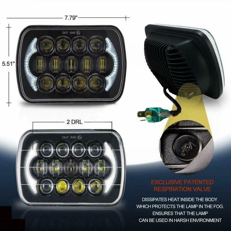 For Jeep Cherokee XJ YJ H6054 7x6 5x7 Led Headlight Hi/Lo Sealed Beam Halo DRL For Jeep Cherokee XJ YJ H6054 7x6 5x7 Led Headlight Hi/Lo Sealed Beam Halo DRL