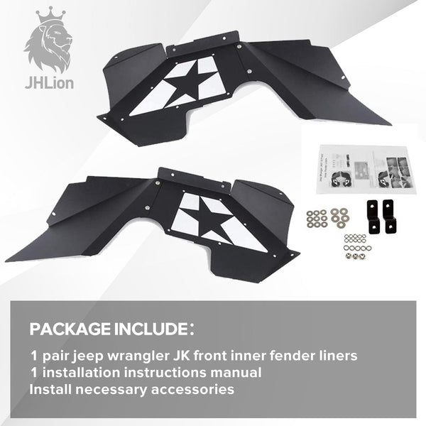 1 Pair Front Inner Fender Liner Kit For 2007-2017 Jeep Wrangler JK JKU 4WD