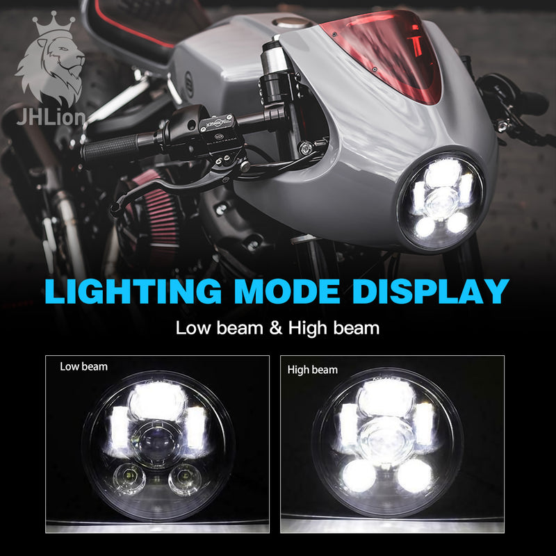 5-3/4 5.7 Inch LED Headlight Black for Harley Davidson 883 Sportster Triple Low Rider Wide Glide Headlamp Projector Driving Light 1PCS
