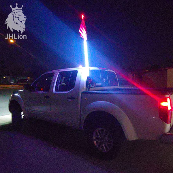 6ft Lighted Spiral LED Whip Antenna w/Flag & Remote for ATV Polaris RZR UTV