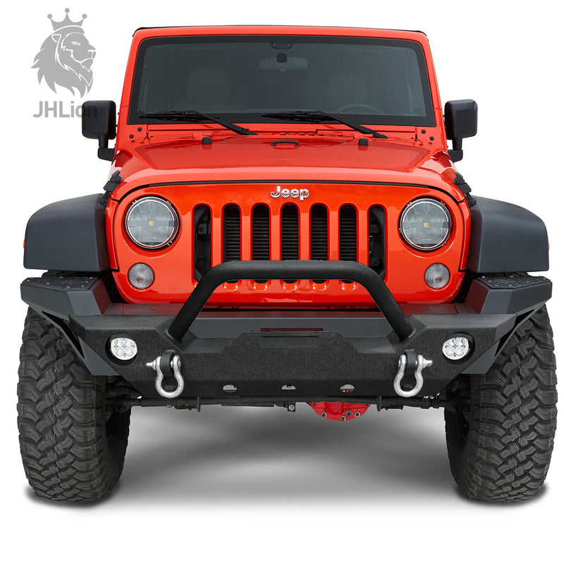 Front Bumper w/ D-rings Winch Plate Fog Light Hole For Jeep Wrangler JK 07-18
