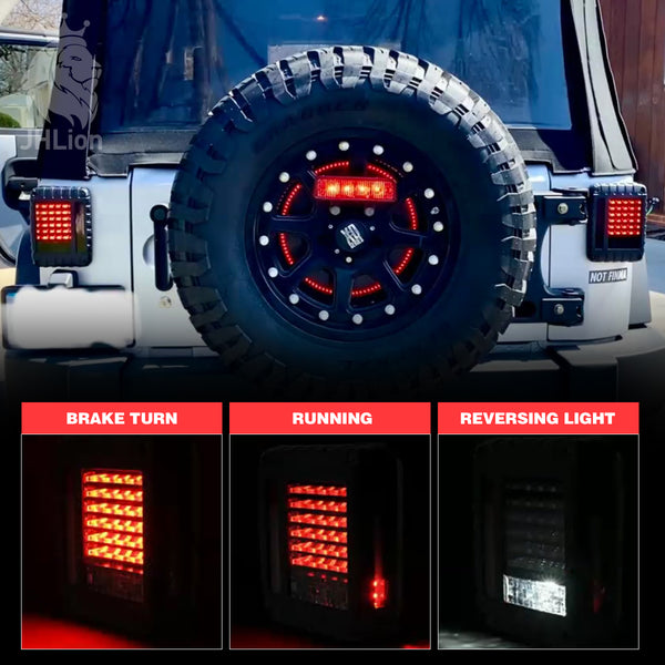 Smoke Lens Red LED TailLight Assembly w/Turn Signal & Back Up For 2007-2018 Jeep Wrangler JK JKU