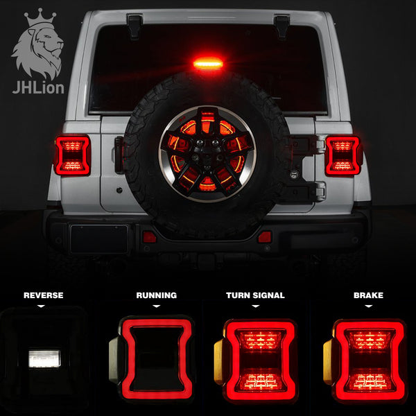 Smoked LED Tail Lights for 2018-2020 Jeep Wrangler JL/JLU LED Brake Reverse Turn Signal Light, Pair Tail Lights for 2018-2020 Jeep Wrangler JL Reverse Light Turn Signal Lamp Running Lights.