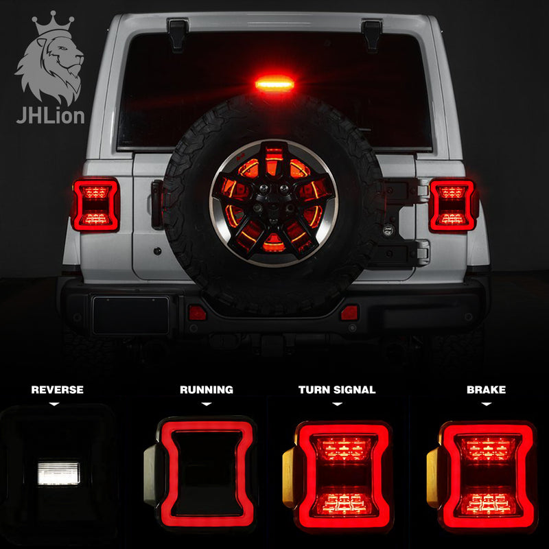 Smoked LED Tail Lights for 2018-2020 Jeep Wrangler JL/JLU LED Brake Reverse Turn Signal Light, Pair Tail Lights for 2018-2020 Jeep Wrangler JL Reverse Light Turn Signal Lamp Running Lights.