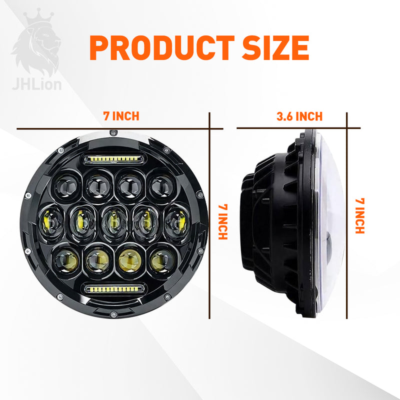 1x Newest 7" 130W Round LED Headlight for Hi-Lo Motorcycle Fit For Harley Davidson