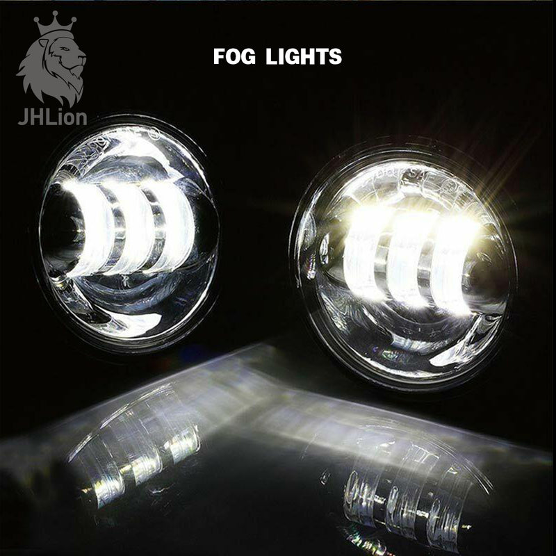 7 Inch Round LED Headlight Kit With 4.5 Inch Passing Lamps Fog Lights Motorcycle