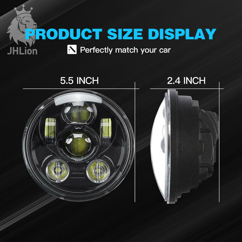 5-3/4 5.7 Inch LED Headlight Black for Harley Davidson 883 Sportster Triple Low Rider Wide Glide Headlamp Projector Driving Light 1PCS