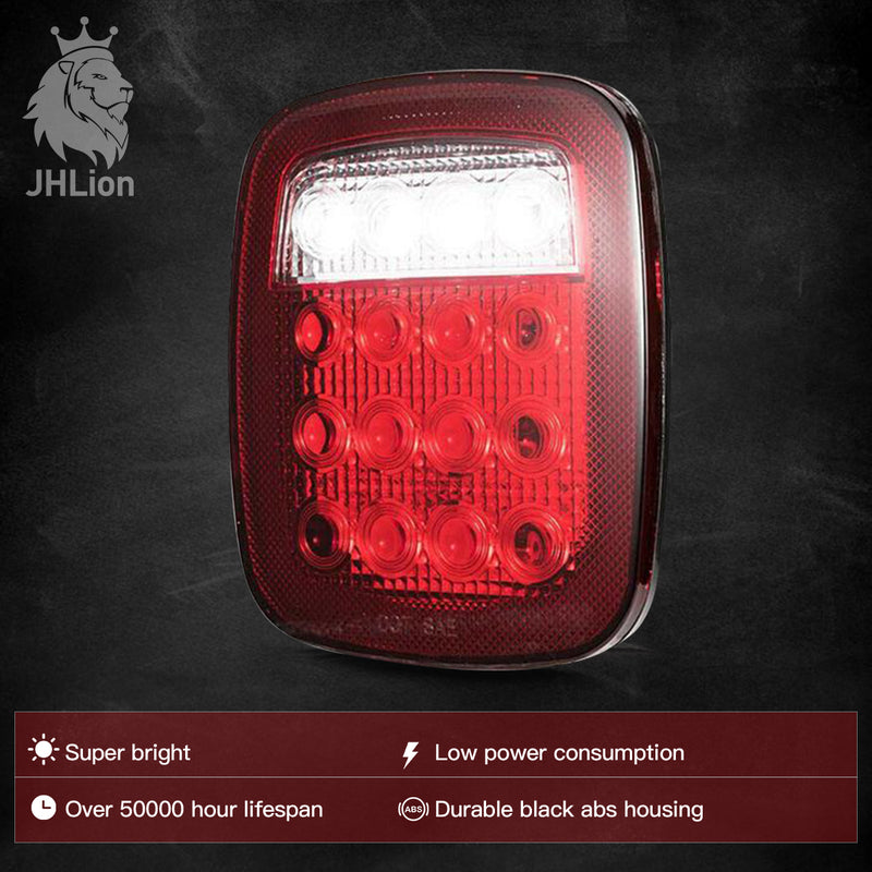 Pairs 38 LED Jeep Style Universal Tail Brake Turn Stop Licence Back up Reverse Lights Replacement for Jeep YJ TJ JK CJ Truck Trailer Boat RV,12V Stud Mounted Lamps Waterproof,Pack of 2