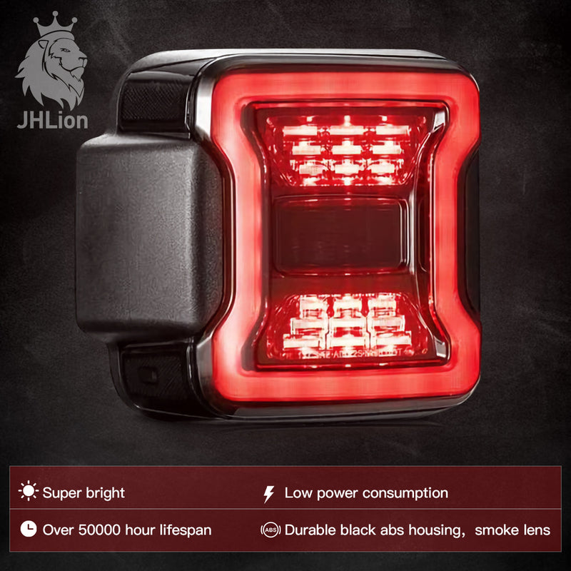 Smoked LED Tail Lights for 2018-2020 Jeep Wrangler JL/JLU LED Brake Reverse Turn Signal Light, Pair Tail Lights for 2018-2020 Jeep Wrangler JL Reverse Light Turn Signal Lamp Running Lights.