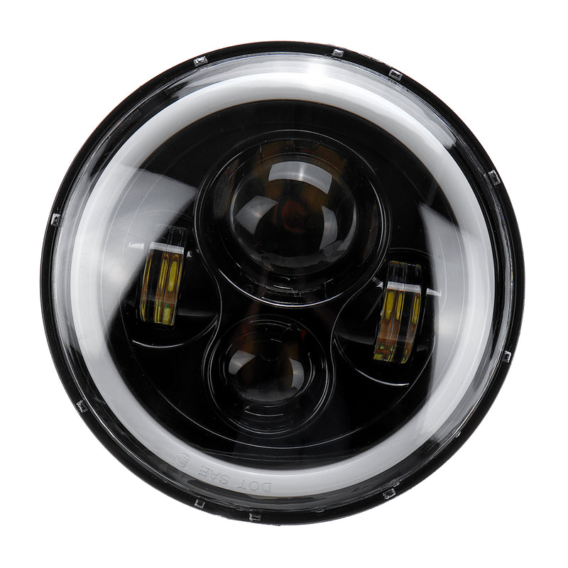7inch Round LED Headlights Blue Halo Ring Angel Eyes For Jeep Wrangler JK TJ LJ CJ