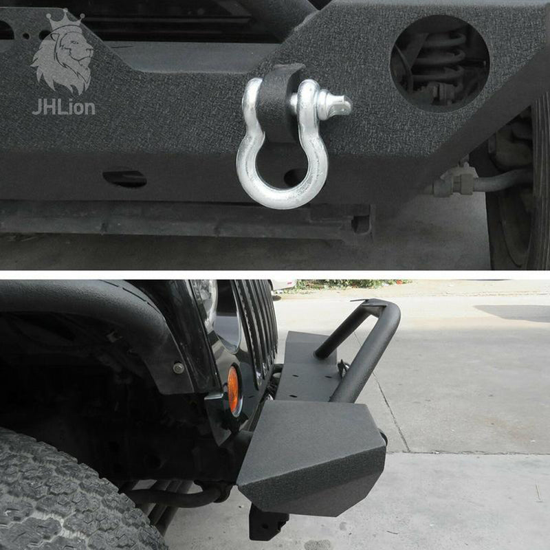 Front Bumper w/ D-rings Winch Plate Fog Light Hole For Jeep Wrangler JK 07-18