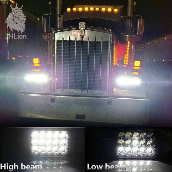 4Pcs 4x6" LED Headlight Sealed Hi/Lo Beam Fog Light For Freightliner FLD120 112
