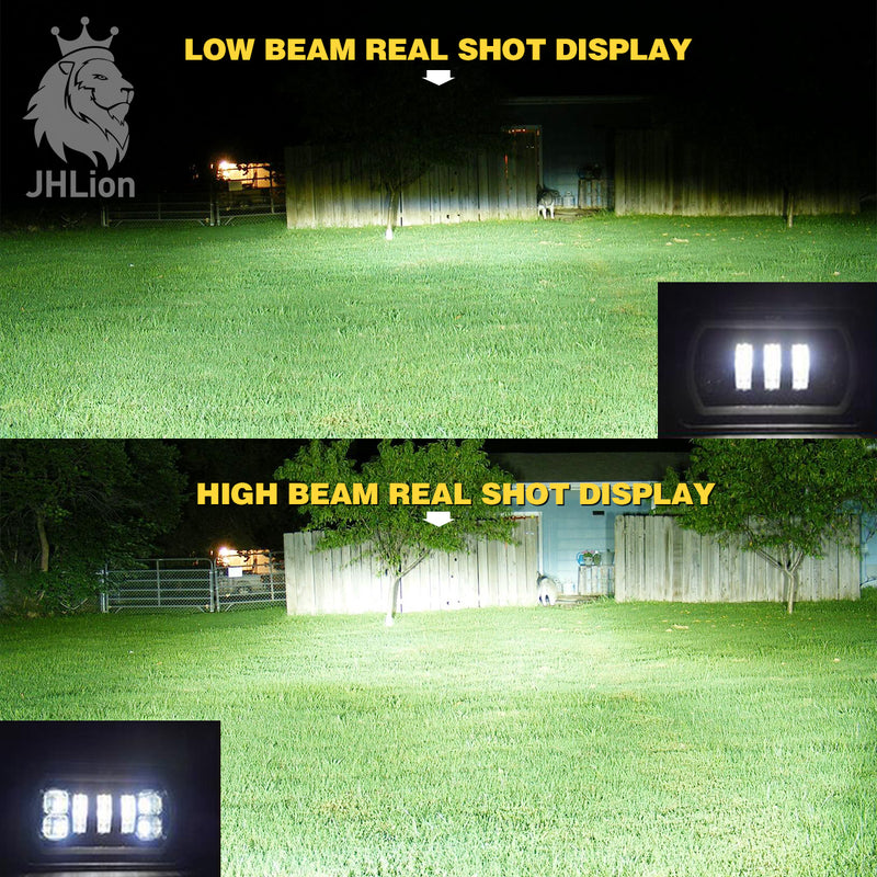 4X6 Inch LED Headlamp Square White Halo DRL Yellow Turn Signal For Truck Offrord