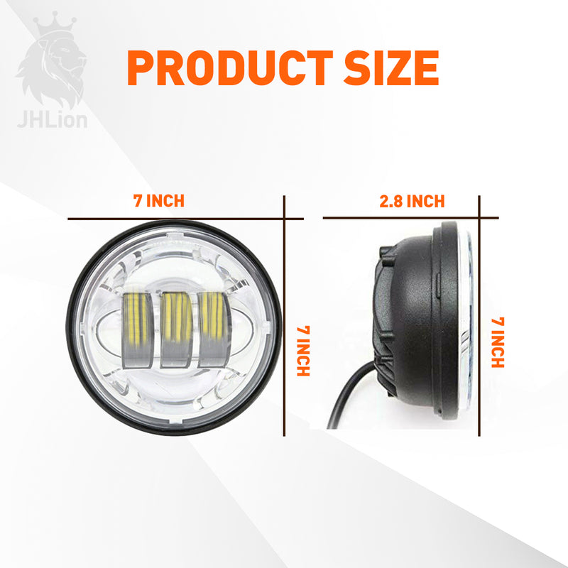 Motorcycle Chrome 7Inch LED Headlight 4.5" LED Fog Passing Lights Lamps Sets