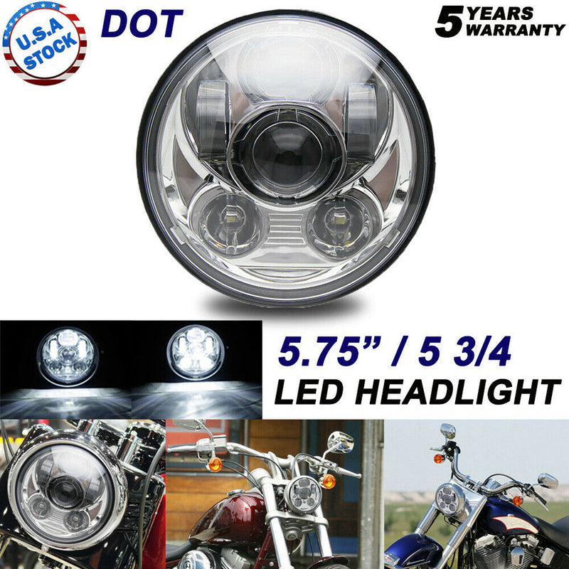 Phare LED Moto 5,75 Pouces - Feux De Route Et Croisement Puissants - Certifié DOT Et E-mark - Compatible Harley, Indian, Triumph - 6