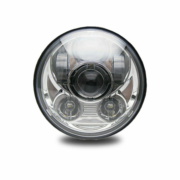 5-3/4 5.75 Inch LED Headlight for Harley Davidson 883 Sportster Triple Low Rider Wide Glide Headlamp Projector Driving Light (Chrome)