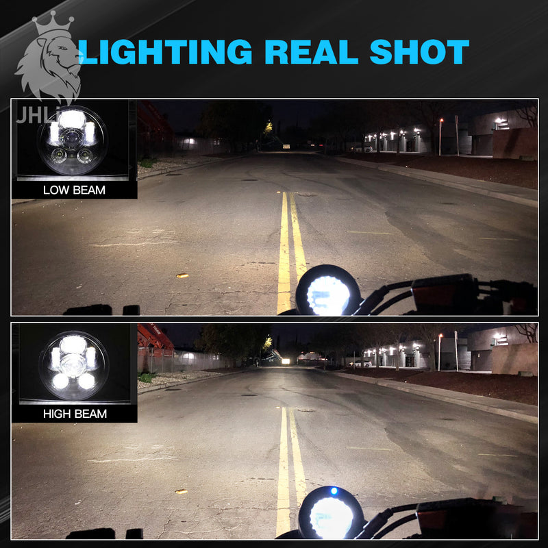 5-3/4 5.7 Inch LED Headlight Black for Harley Davidson 883 Sportster Triple Low Rider Wide Glide Headlamp Projector Driving Light 1PCS