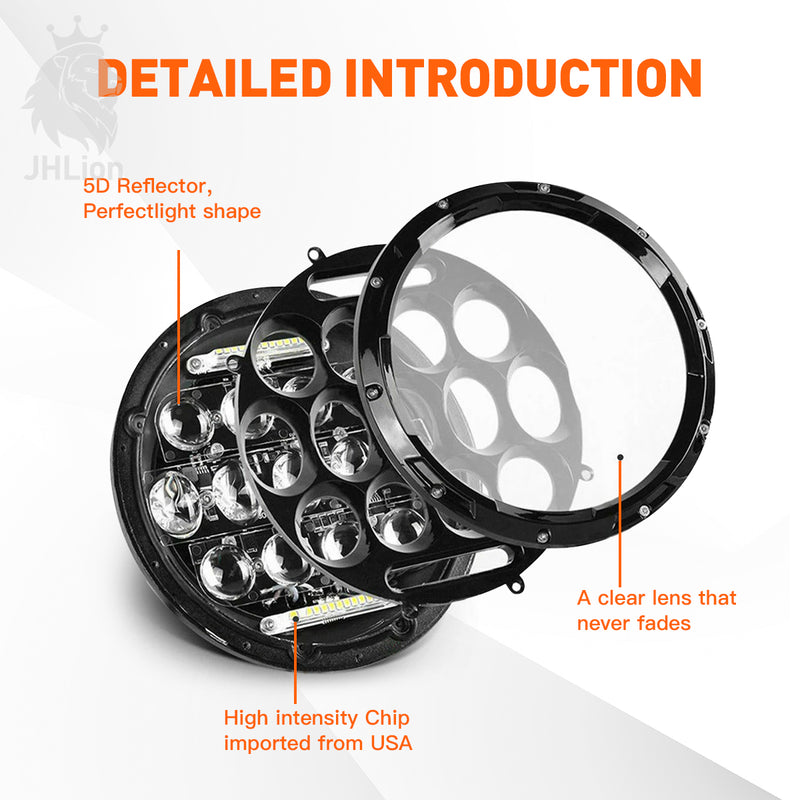 1x Newest 7" 130W Round LED Headlight for Hi-Lo Motorcycle Fit For Harley Davidson