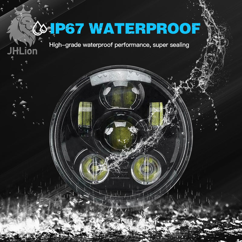 5-3/4 5.7 Inch LED Headlight Black for Harley Davidson 883 Sportster Triple Low Rider Wide Glide Headlamp Projector Driving Light 1PCS