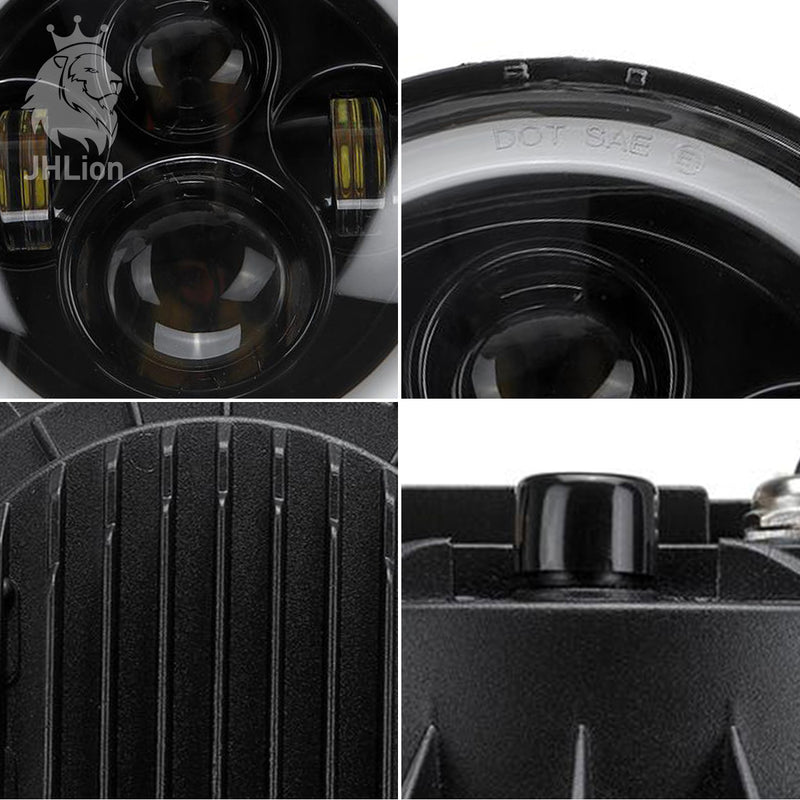 7" Round LED Headlight  Halo Ring Angel Eyes For Jeep Wrangler JK TJ LJ CJ